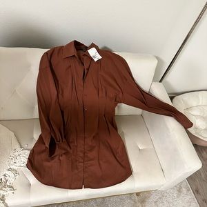 Brown button up shirt dress